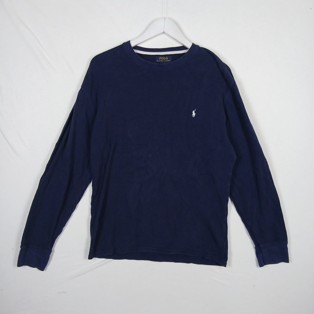 Polo Ralph Lauren Waffle Knit Thermal Long Sleeve Shirt Navy Blue Large L/G/G
